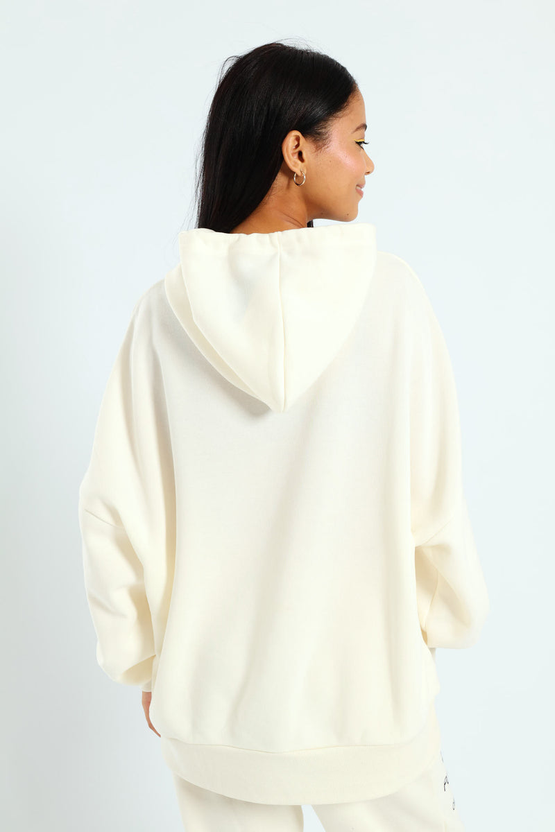 Graffiti Oversized Hoody - Cream