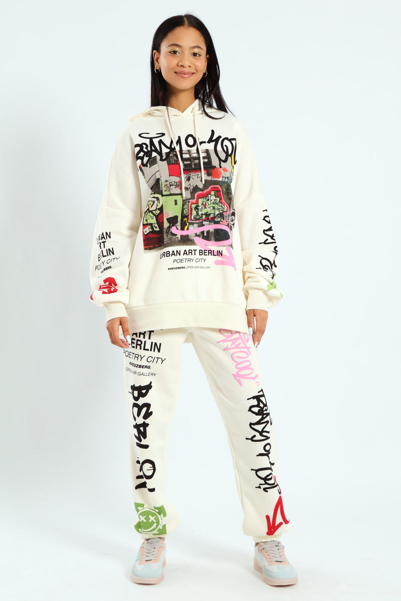 Graffiti Jogger - Cream