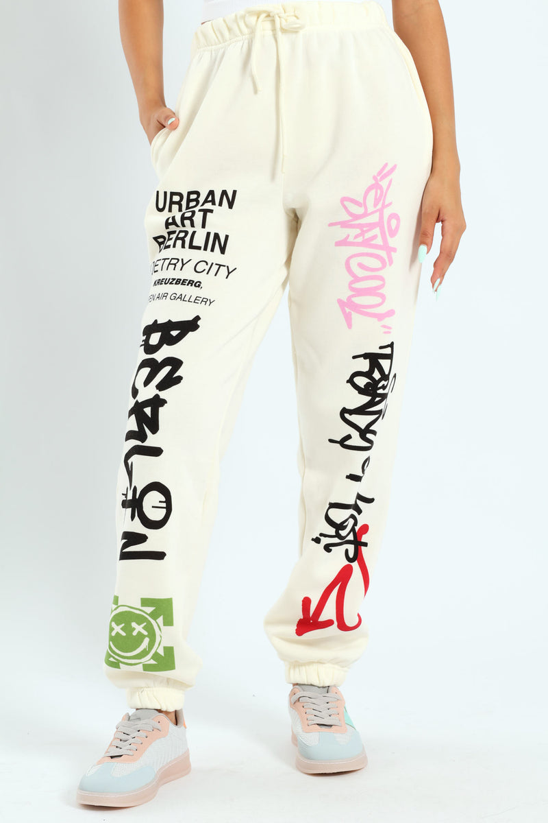 Graffiti Jogger - Cream