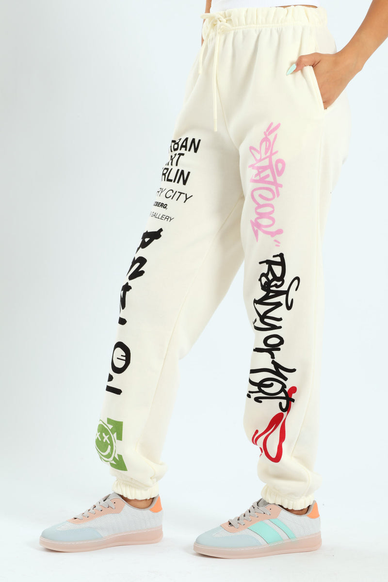 Graffiti Jogger - Cream