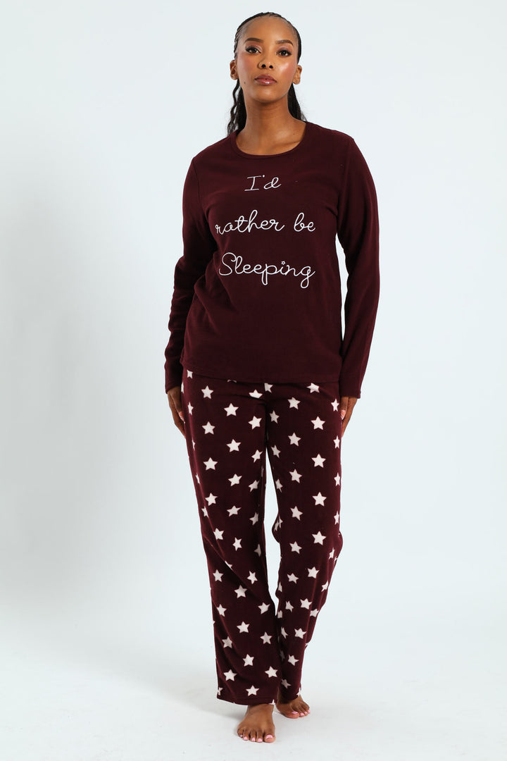 Rather Sleep Polar Fleece Set - Wine