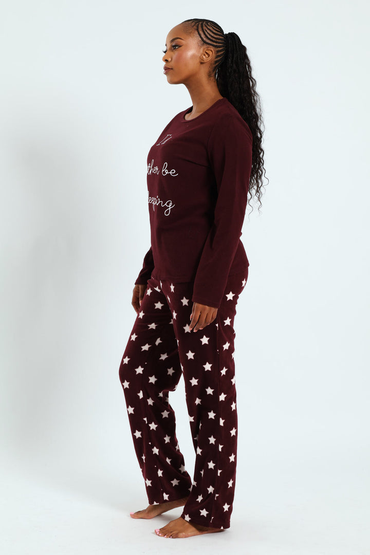 Rather Sleep Polar Fleece Set - Wine