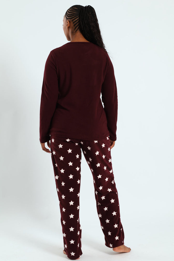 Rather Sleep Polar Fleece Set - Wine