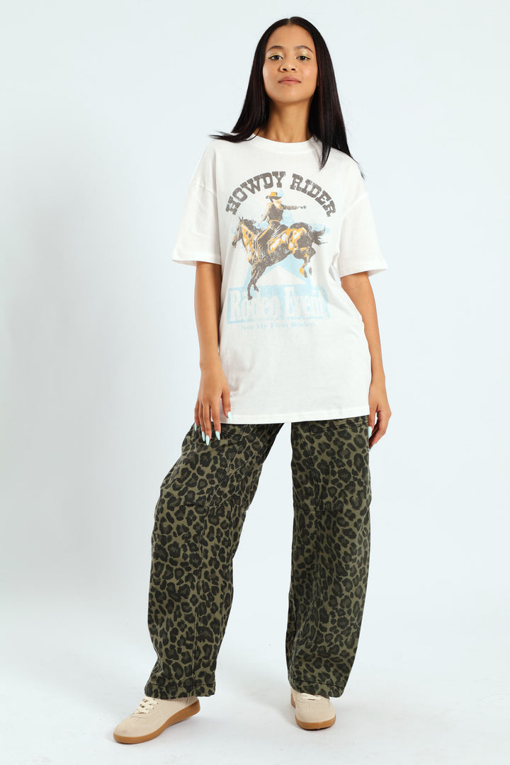 Short Sleeve Oversized Howdy Tee - Off White