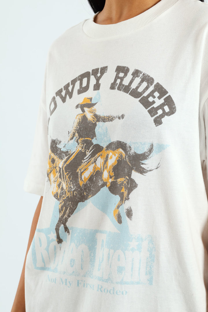 Short Sleeve Oversized Howdy Tee - Off White