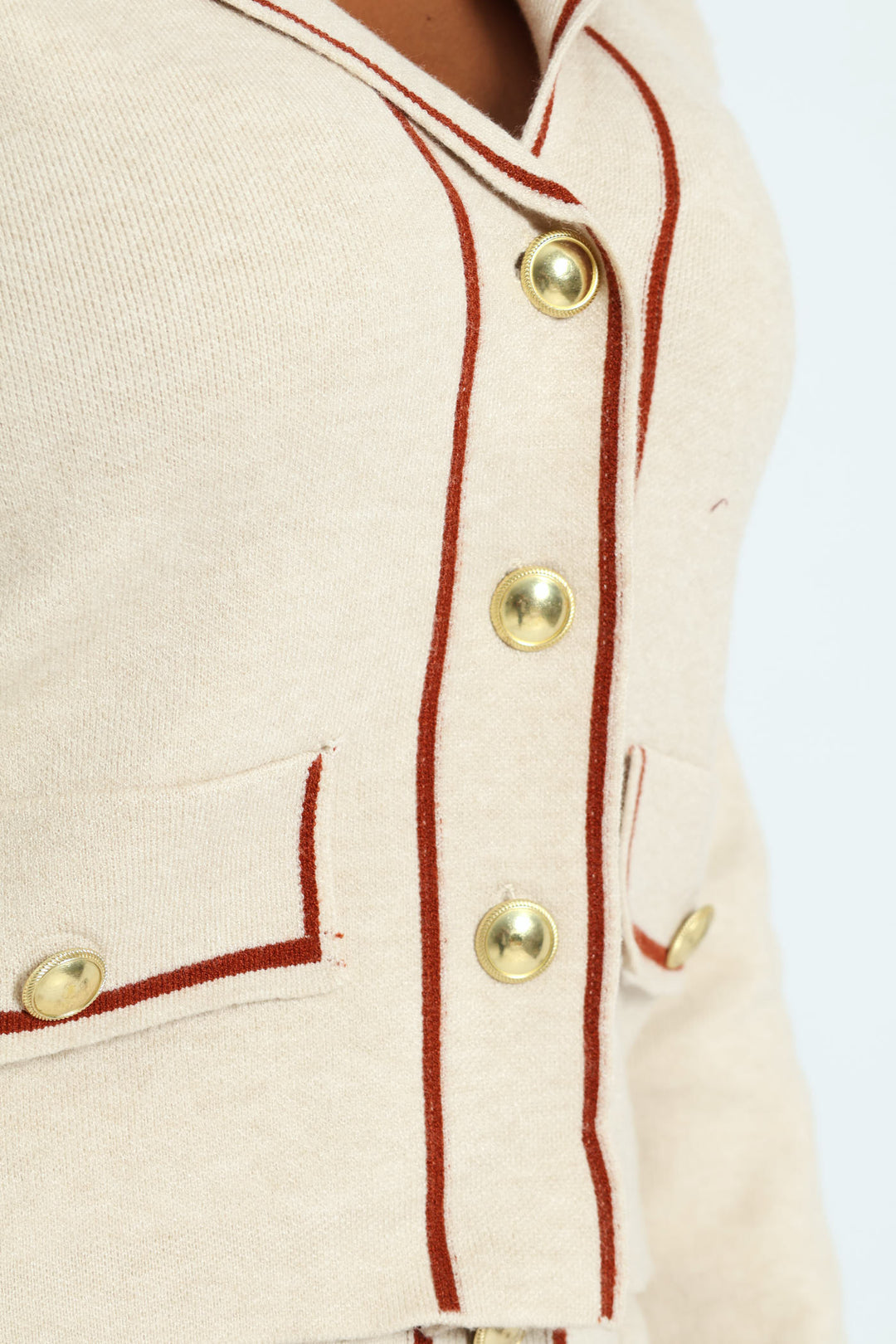 Contrast Styled Cardigan - Cream