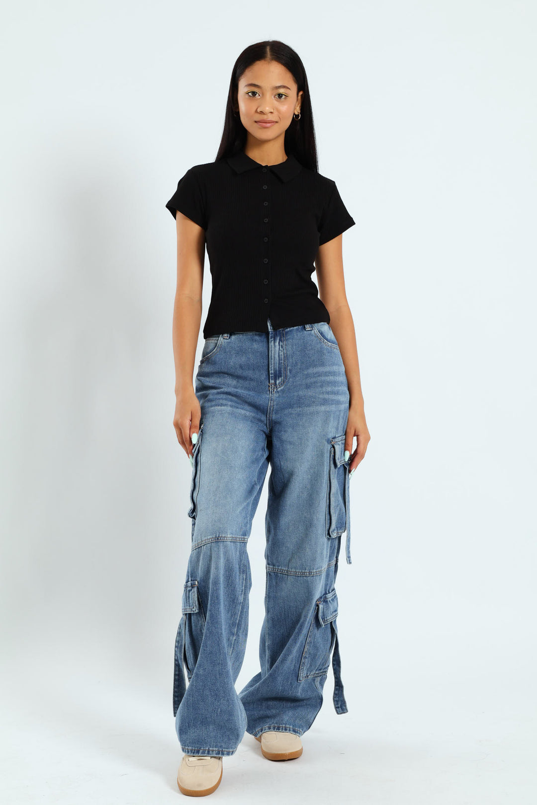 Button Through Golfer - Black