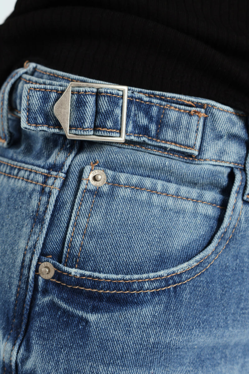 Wide Leg Cargo Jean - Salty Mid Wash