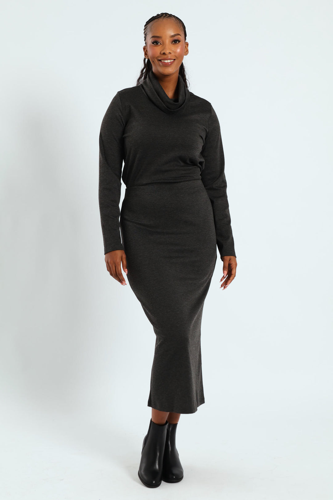 Ponti Tube Midi Skirt - Charcoal Melange