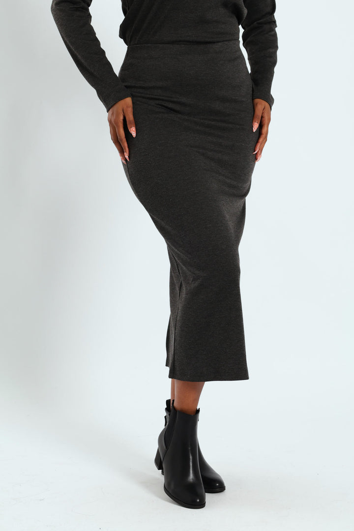 Ponti Tube Midi Skirt - Charcoal Melange