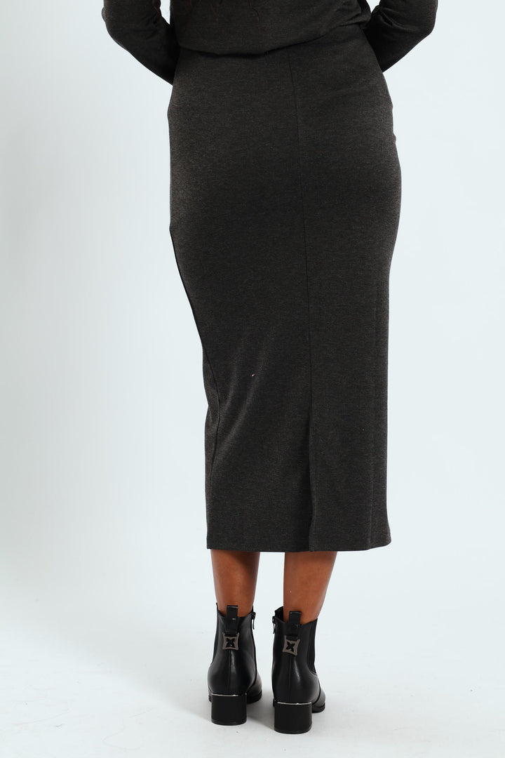 Ponti Tube Midi Skirt - Charcoal Melange