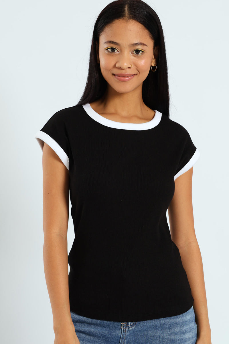 Basic Ringer Tee - Black