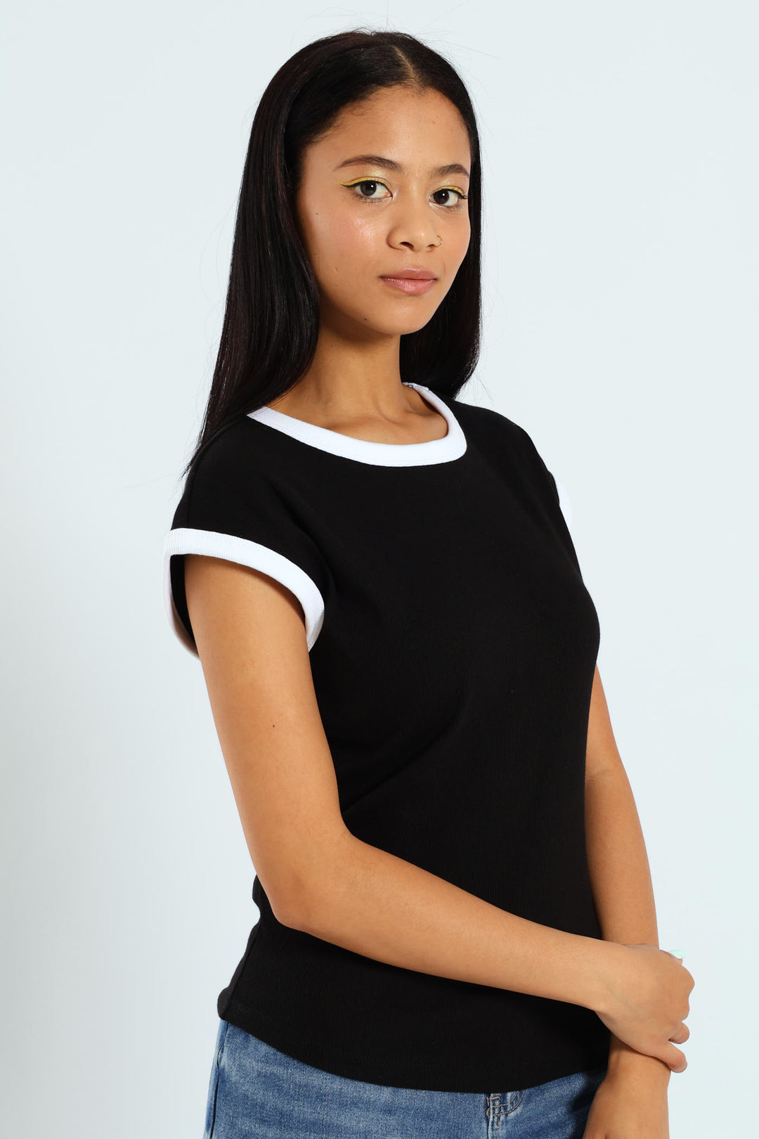 Basic Ringer Tee - Black