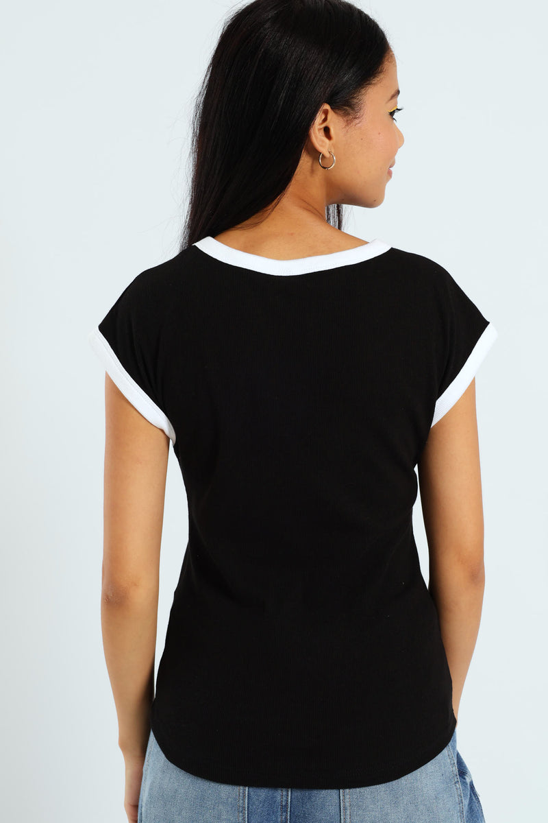 Basic Ringer Tee - Black