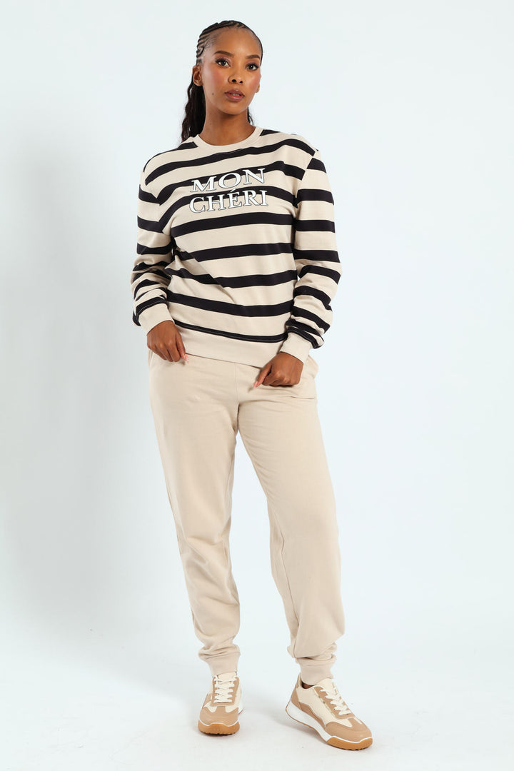 Mon Cheri Puff Stripe Pullover - Ivory