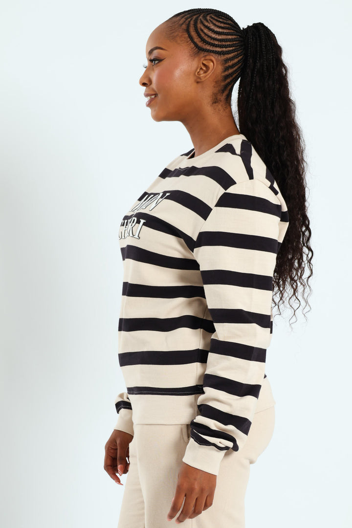 Mon Cheri Puff Stripe Pullover - Ivory