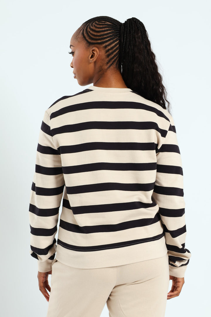 Mon Cheri Puff Stripe Pullover - Ivory