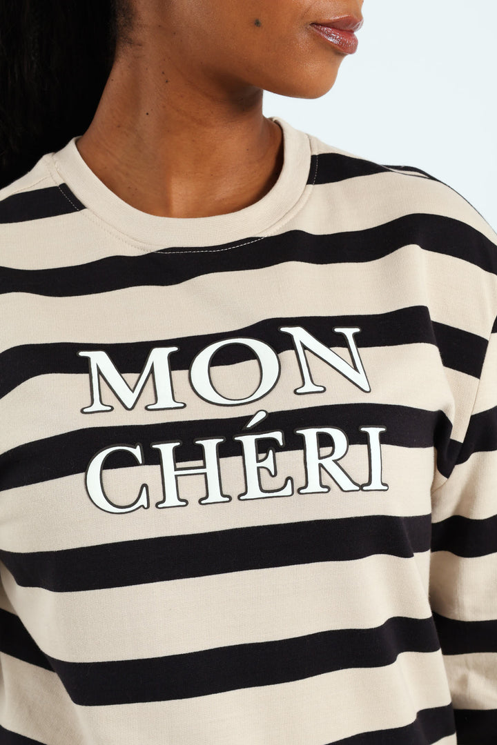 Mon Cheri Puff Stripe Pullover - Ivory