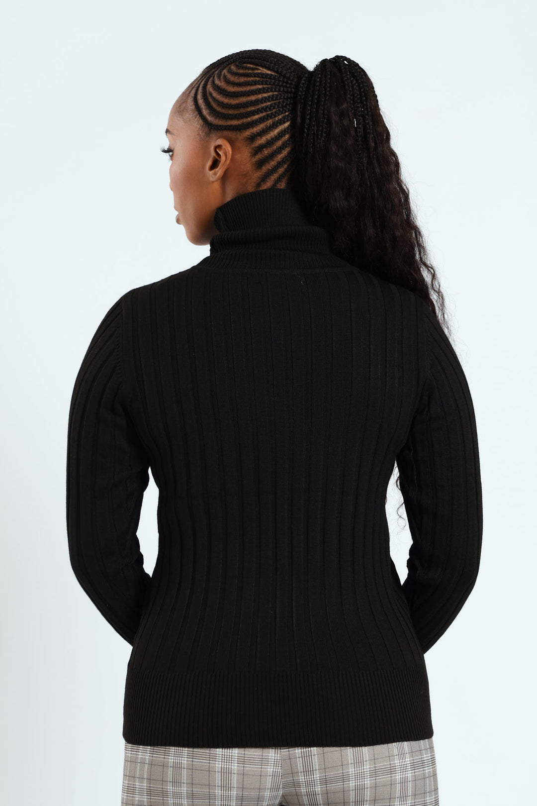 Ribbed Plain Poloneck - Black