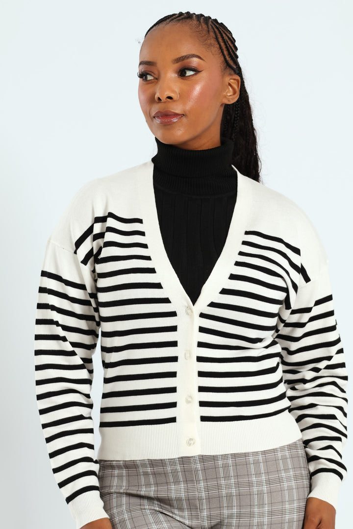 Classic Cardigan - Black/Cream