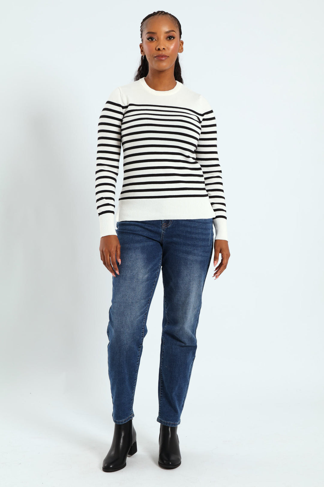 Striped Pullover - Black/Cream