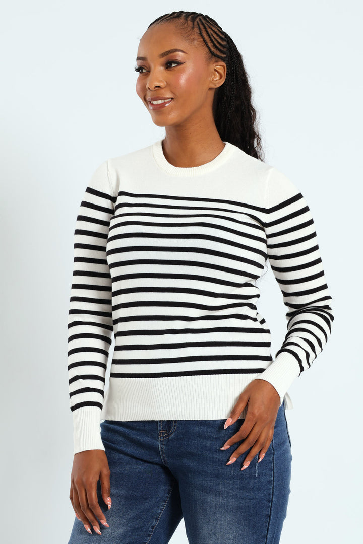 Striped Pullover - Black/Cream
