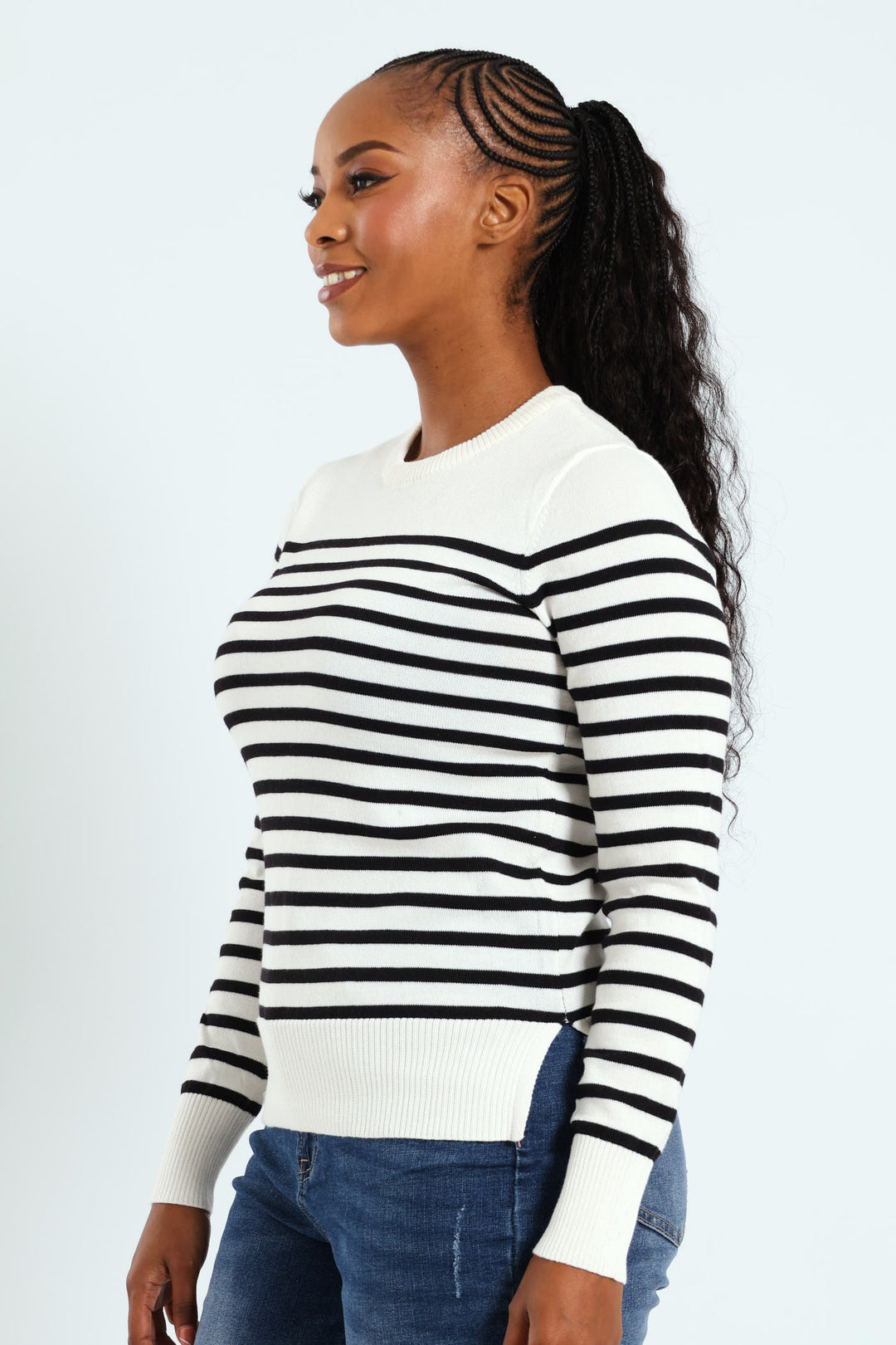 Striped Pullover - Black/Cream