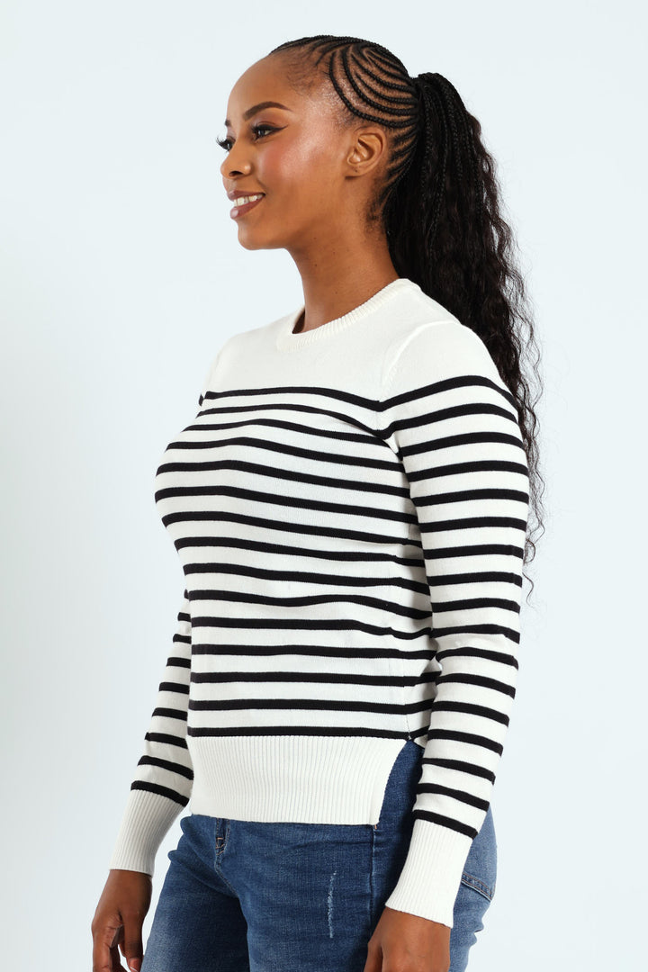 Striped Pullover - Black/Cream