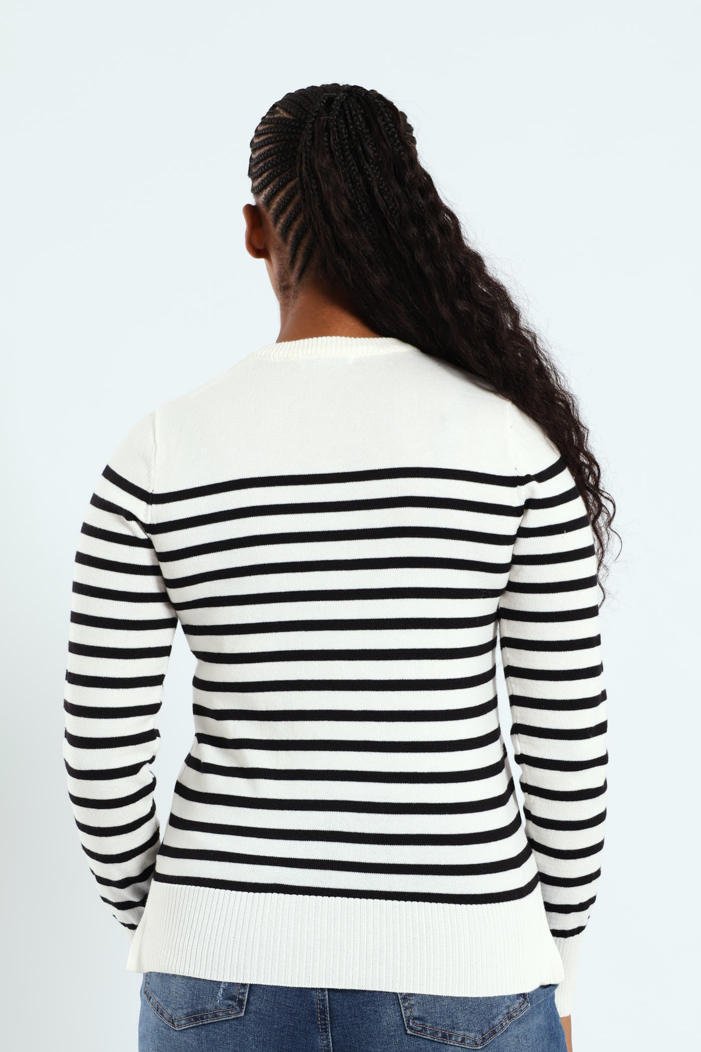 Ladies Striped Pullover - Black/Cream – Edgars