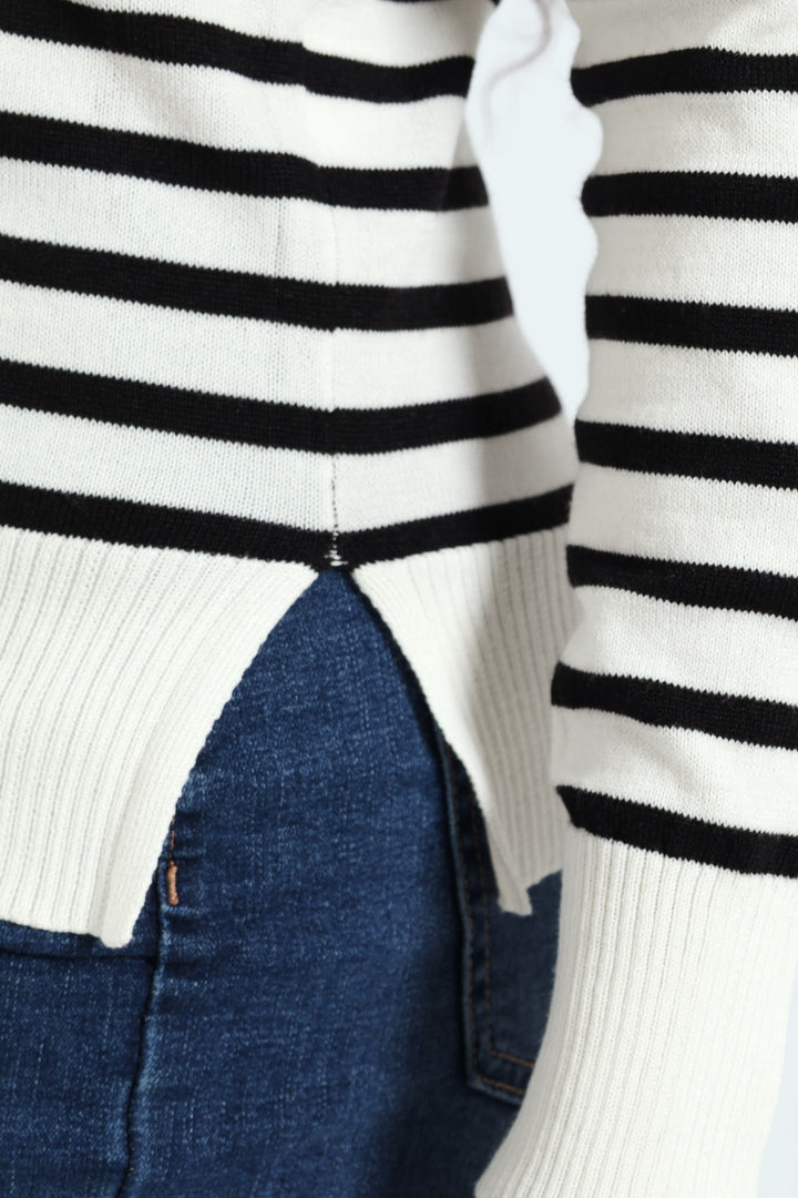Striped Pullover - Black/Cream