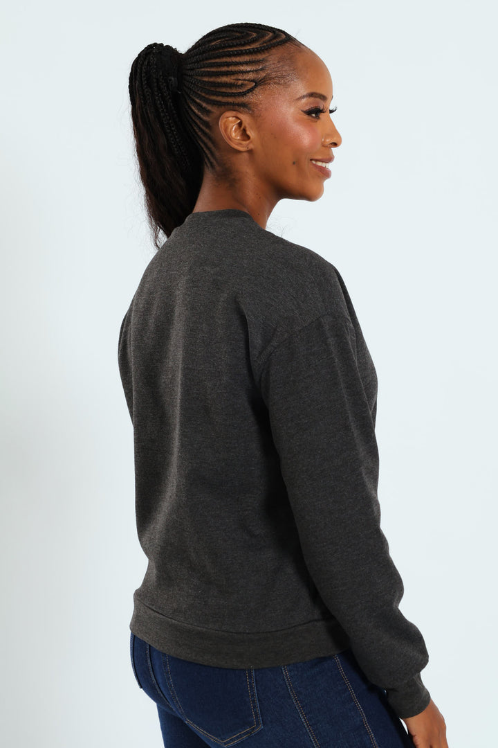 Printed Screen Pullover - Charcoal Melange