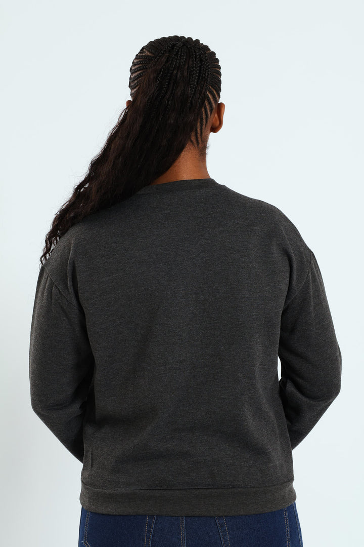 Printed Screen Pullover - Charcoal Melange