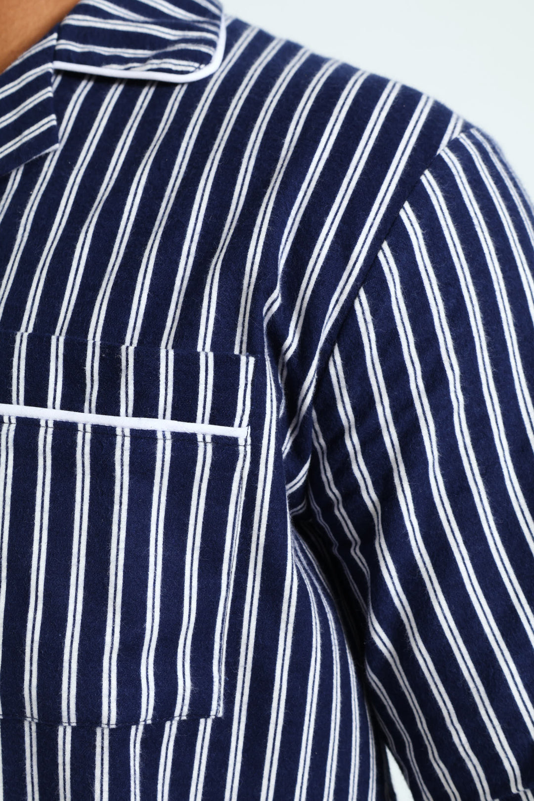 Stripe Flannel Pjs - Navy/White