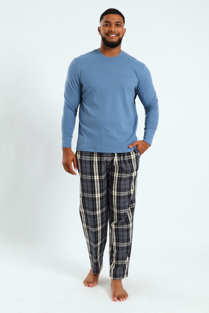 Check Woven Pants - Blue