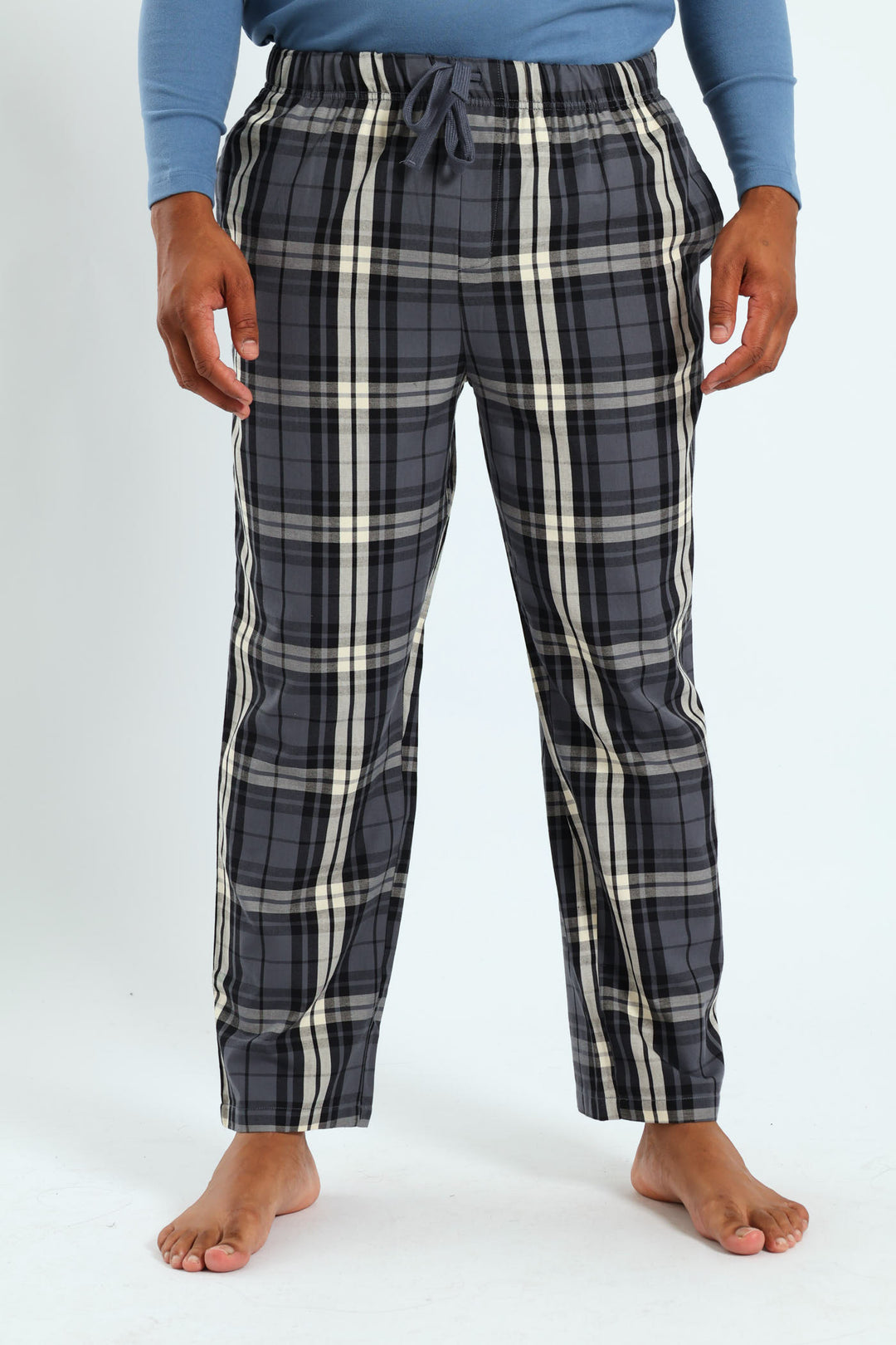 Check Woven Pants - Blue