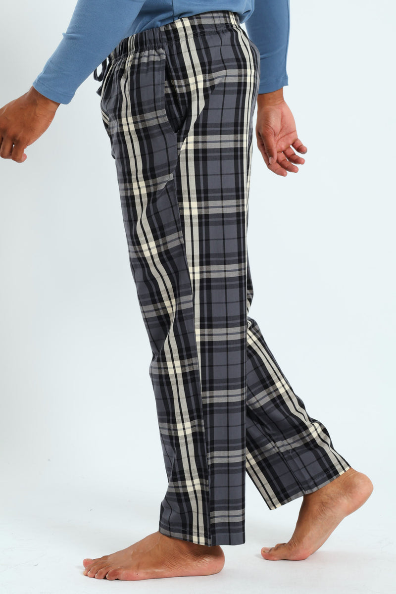 Check Woven Pants - Blue