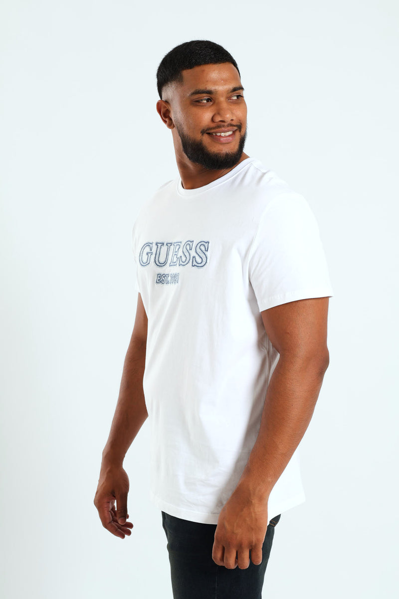 Embroidered Short Sleeve Tee - White