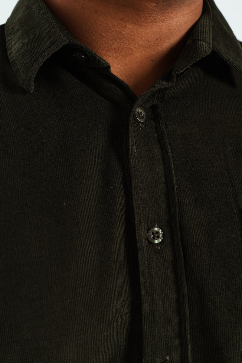 Long Sleeve Corduroy Shirt - Olive