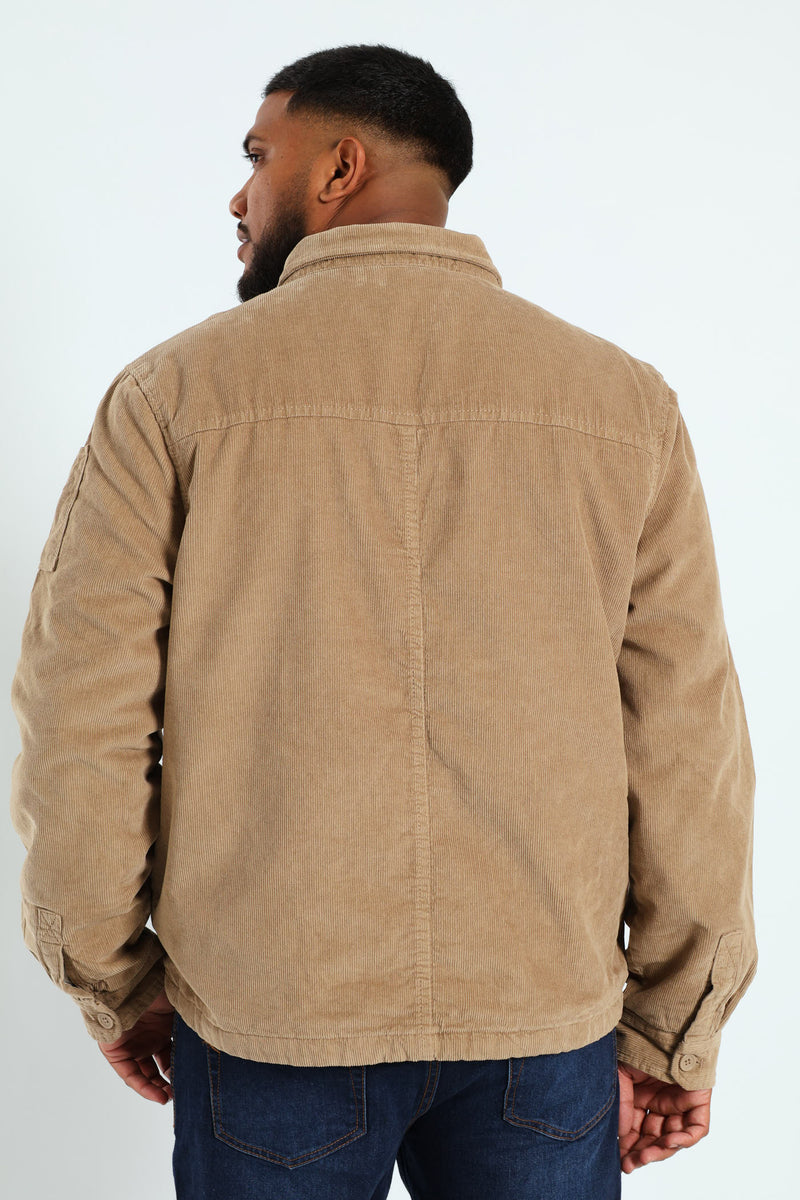 Corduroy Flap Pocket Shacket - Taupe