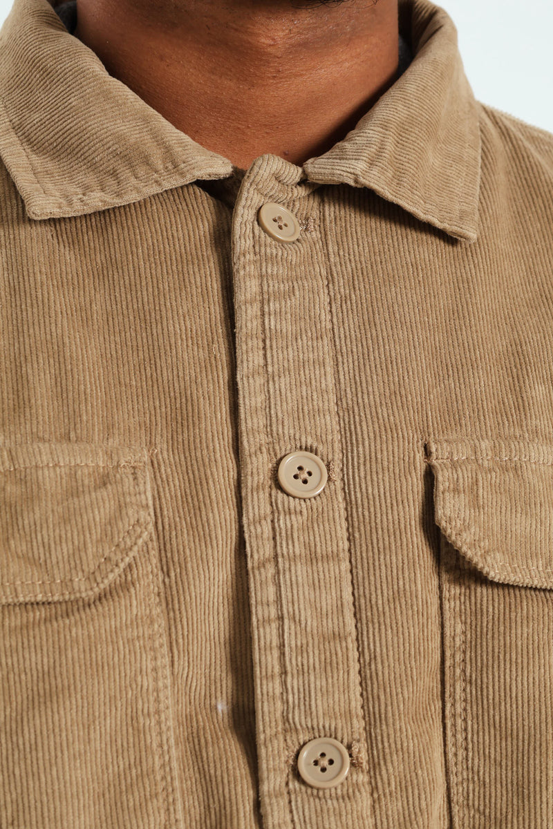 Corduroy Flap Pocket Shacket - Taupe