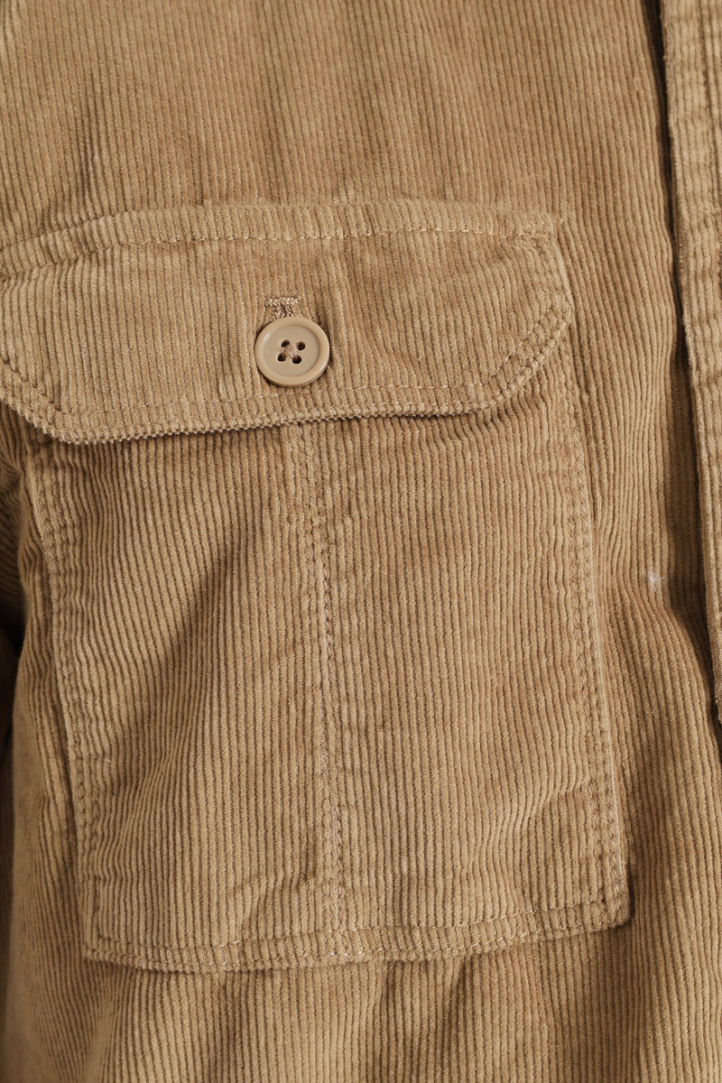 Corduroy Flap Pocket Shacket - Taupe
