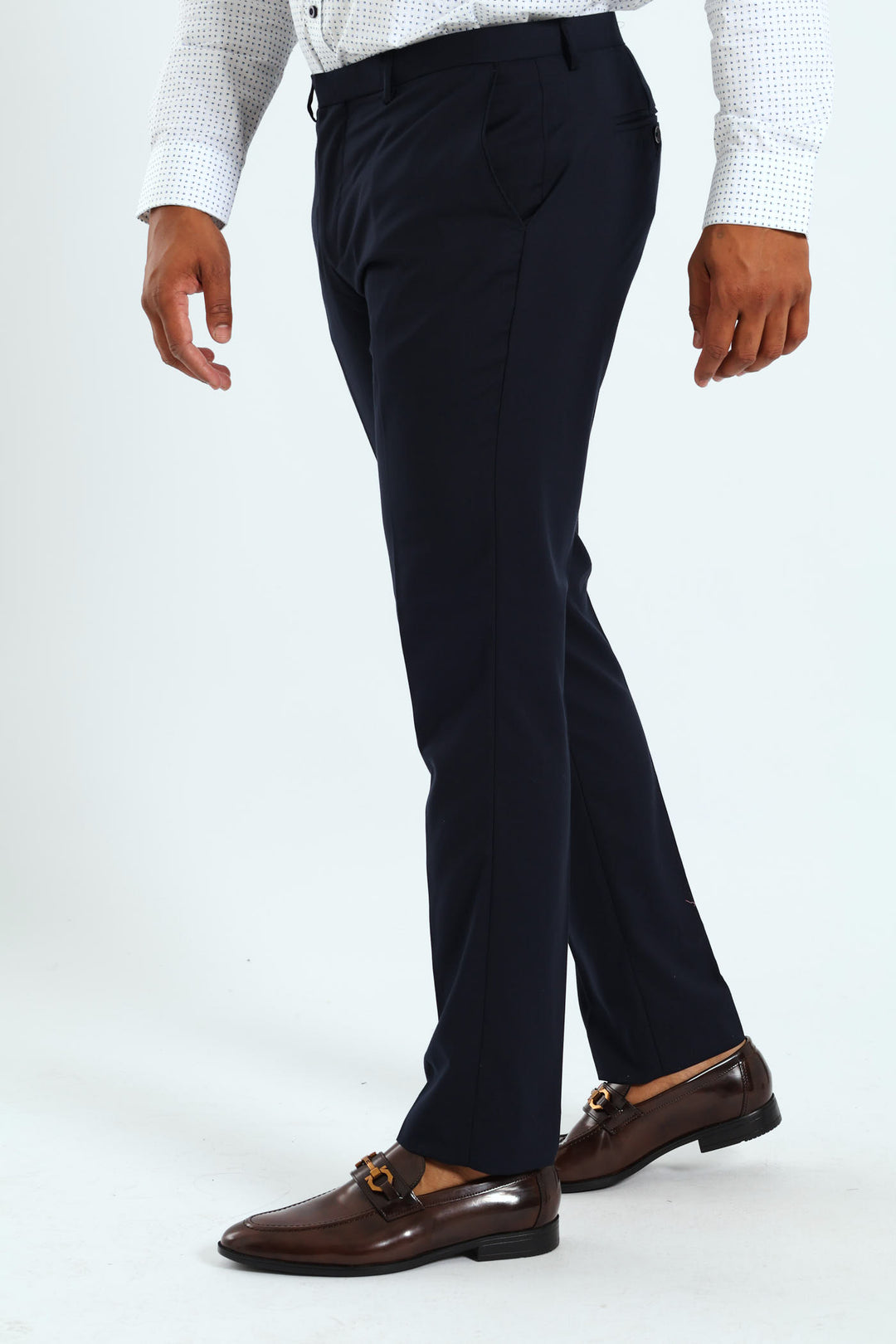 Slim Fit Viscose Blend Suit Trouser - Navy