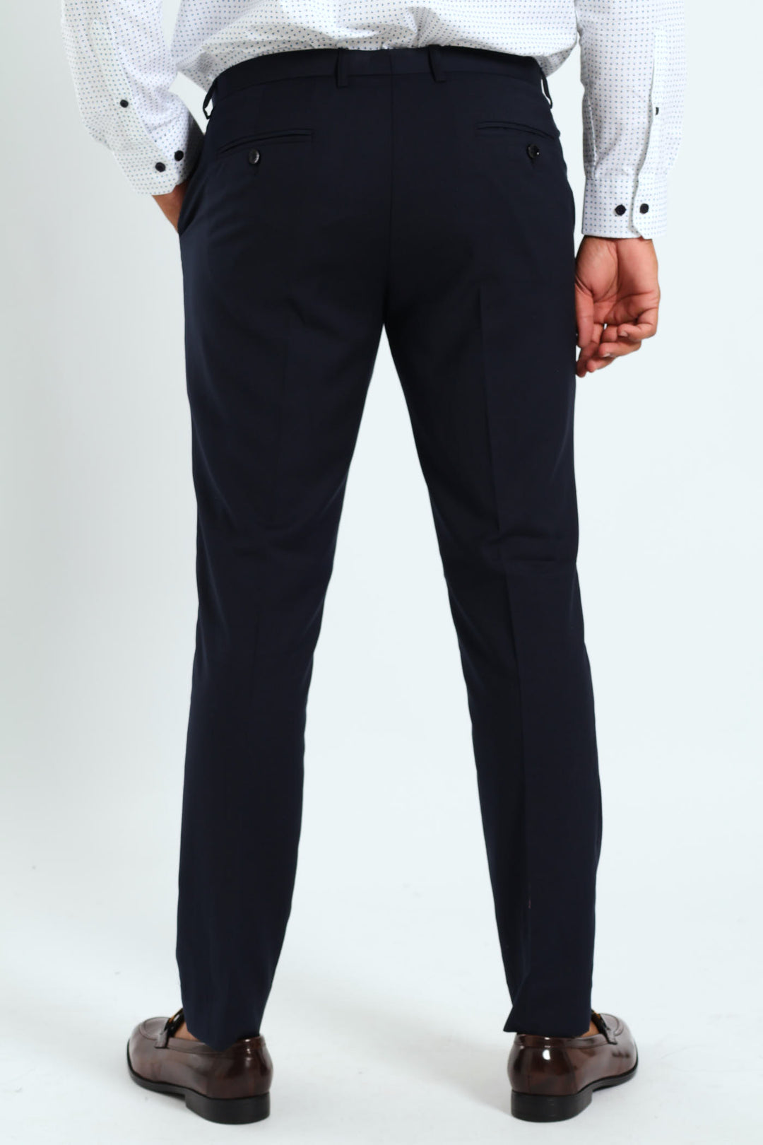 Slim Fit Viscose Blend Suit Trouser - Navy