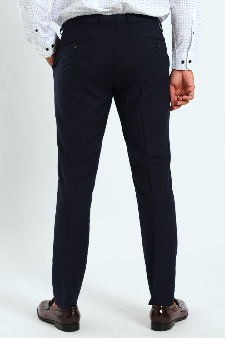 Slim Fit Viscose Blend Suit Trouser - Navy
