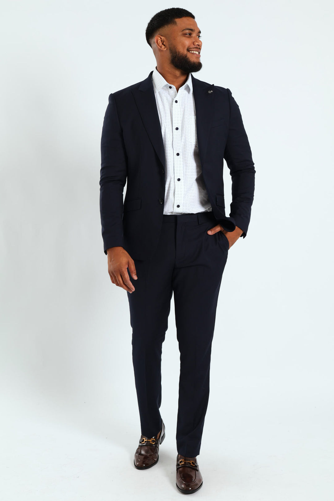 Slim Fit Viscose Blend Suit Trouser - Navy