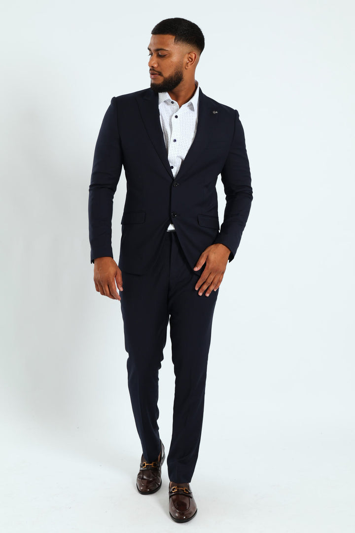 Slim Fit Viscose Blend Jacket - Navy