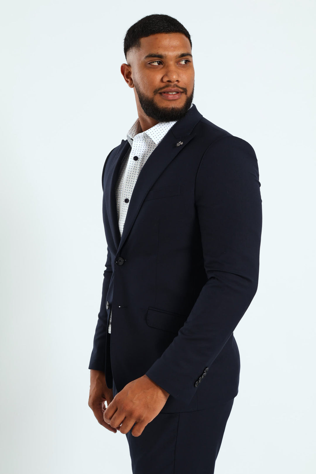 Slim Fit Viscose Blend Jacket - Navy