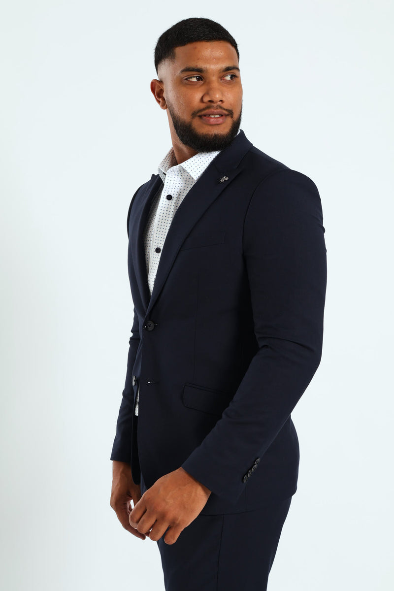 Slim Fit Viscose Blend Jacket - Navy