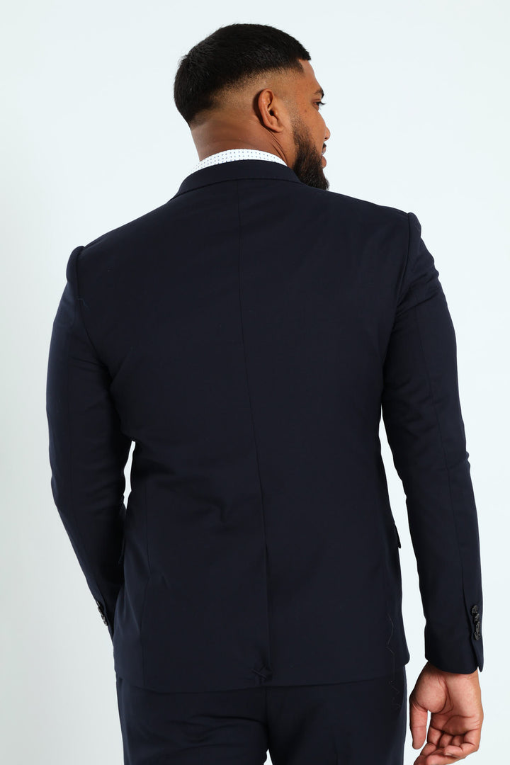 Slim Fit Viscose Blend Jacket - Navy
