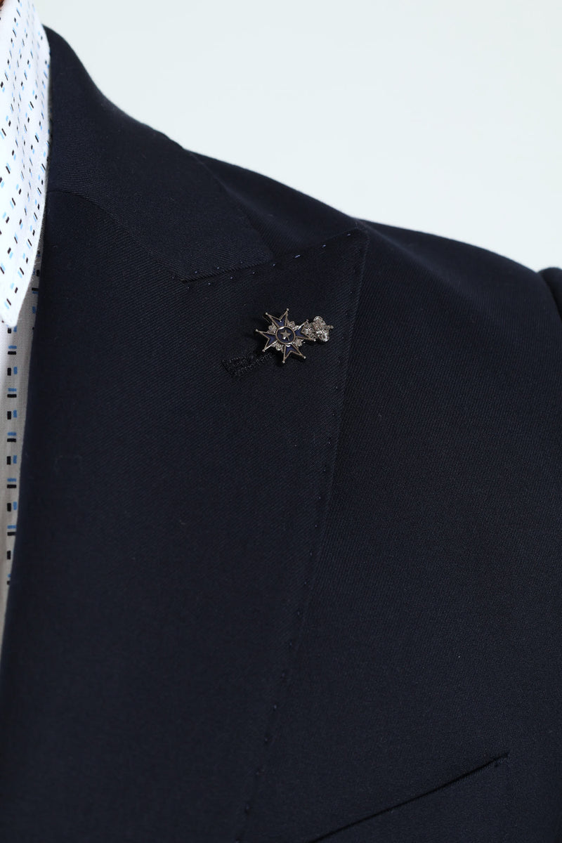 Slim Fit Viscose Blend Jacket - Navy